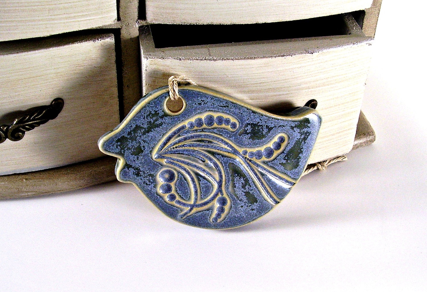 Ceramic Bird Ornament Dusk Blue Christmas Ornament Holiday Ornament Wall Art Wall Hanging Home Decor Kids Room Gift Bluebird