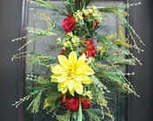 Summer Swag, Door Wreaths, Summer Wreaths, Wildflower Wall Floral Arrangement, Spring Wreath
