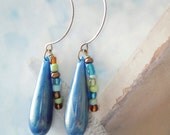 Spring Blue Vintage Beads Boho Chic Artisan Ear Wires