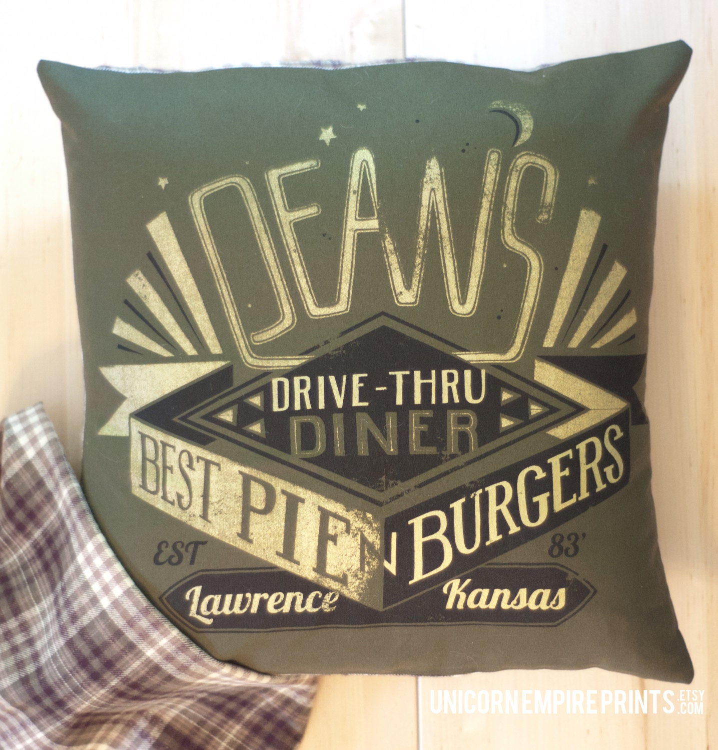 Supernatural - Dean Winchester Pillow Cover - Hand Printed and Sewn