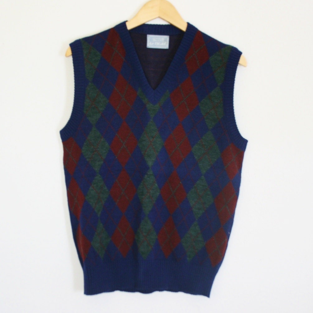 Vintage Le Tigre Argyle Sweater Vest - Made in USA - Medium