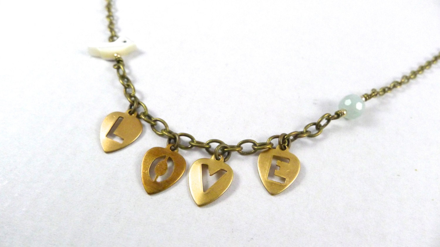 Charmed By Love Necklace, Wire Wrapped Bird and Aqua Stone, Handmade Jewelry