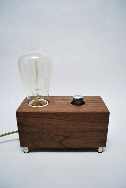 The Menlo Park Lamp- Single Edison Bulb in Walnut Wood(RESERVED). Modern Table or Desk Lamp.