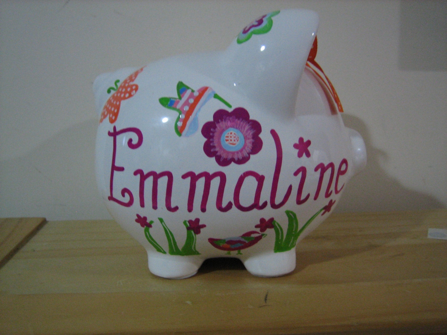 Personalized Large Piggy Bank- Heidi Truly Scrumptious Boho Harmony--Newborns Girls , Baby Shower Gift Centerpiece