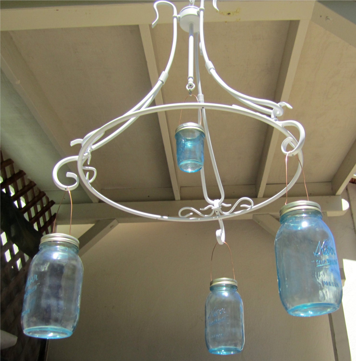 MASON JAR Candle Chandelier-OOAK-Shabby Chic-Beach Decor-Western Decor-Outdoor  Lighting ValsUnique