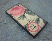 Rose Pendant 1X2 NEW Custom Drilled Ephemera Rose Tile