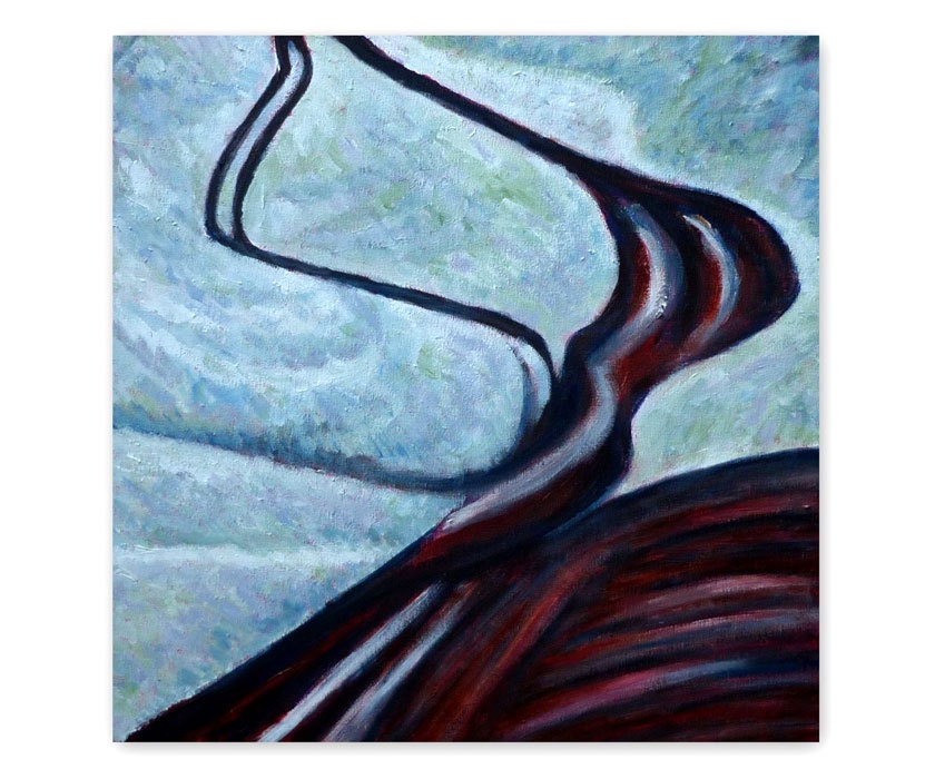 Original painting, 'Winter fields', abstract, landscape, acrylic, 16 x 16 inches
