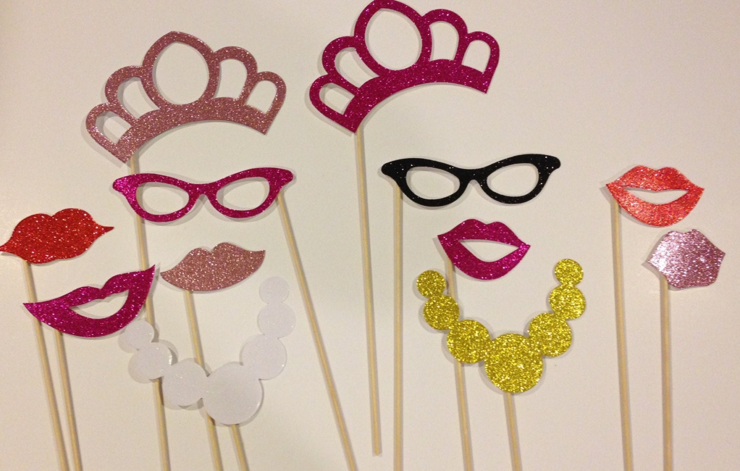 Bachelorette ladies night out glitter photo booth prop set 12 pieces