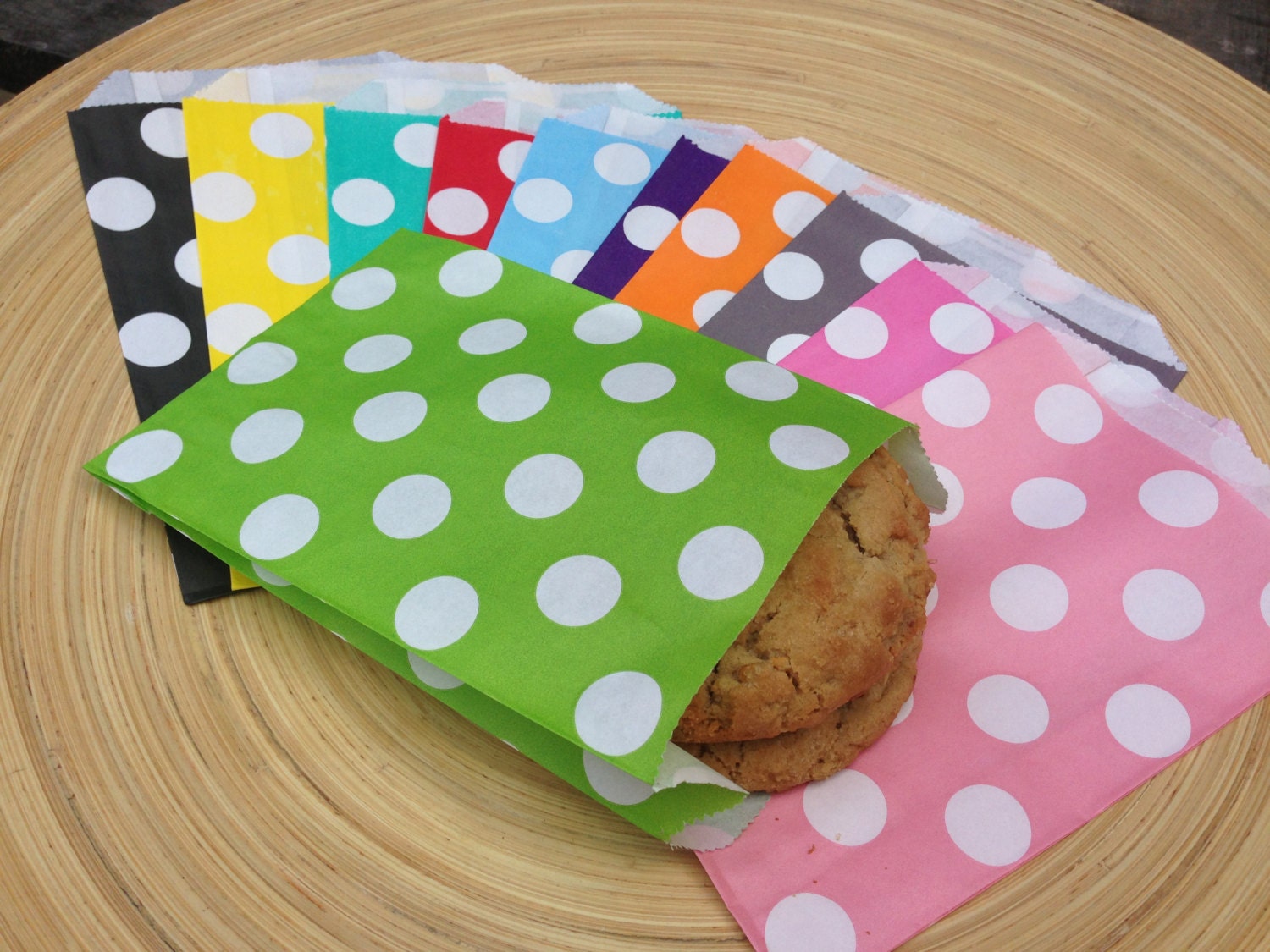 Chevron and or Polka Dotted GUSSETED Favor Treat Bags.. 24Ct...Pick YOUR COLOR(s)