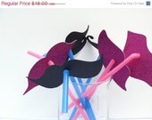 BIG SALE NOW On Sale Now  24 Lips and Mustaches on a Straw Party Favor Set Assorted Styles