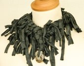 Scarf upcycled scarf recycled cotton jersey scarf ceramic long grey vegan  tagt team