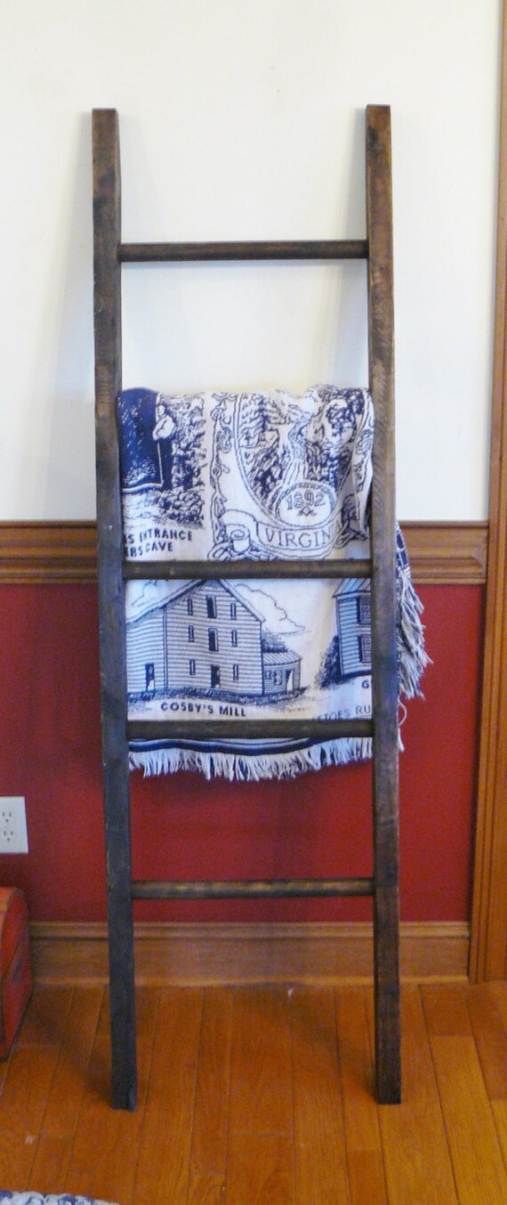 handmade wood quilt or blanket ladder. by antiquesurveyor on Etsy