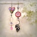 Wildheart - Romantic Asymmetrical Mismatch Earrings, Lampwork Glass, Heart, Flower, Pink Mauve Rose Lavender Periwinkle, Garden Wedding,