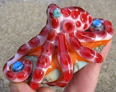 XL Valentine Octopus - Lampwork Glass Sculpture Pendant Bead- SRA
