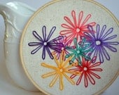 Hand Embroidery Hoop Art Colorful Daisies Wall Art