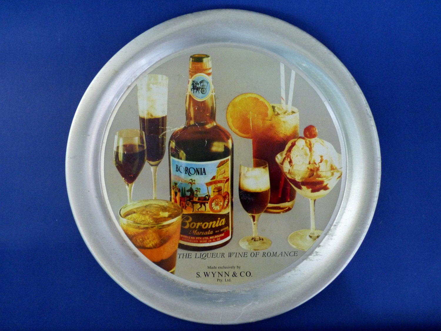 Vintage Mid Century Advertising Tray Boronia Marsala