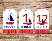 SET of 13 SAILBOAT Baby's 1st Year Tags : Sail Boat, Newborn - 12 Months, Create Your Own Photo Banner Il_170x135