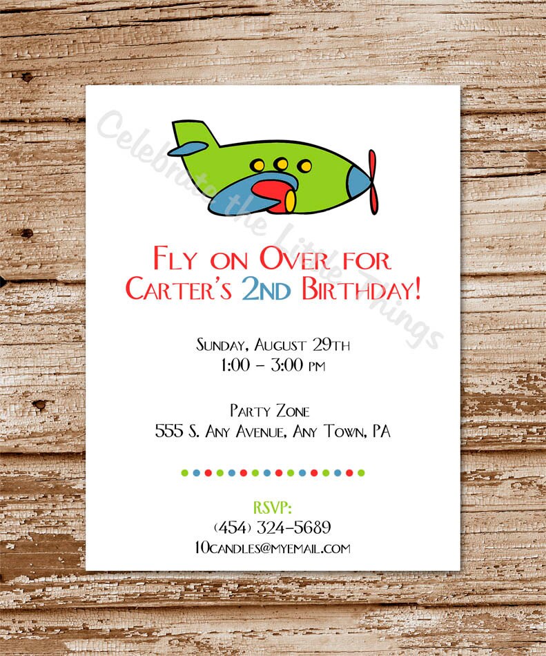 SET of 12 AIRPLANE Invitations - plane, pilot, aviator Il_570xn