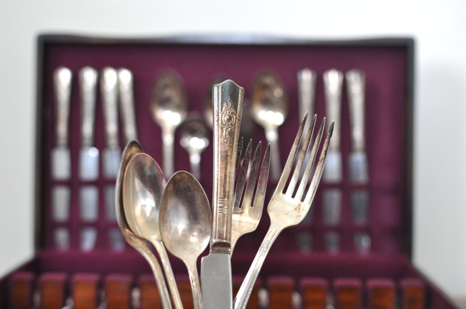 Vintage Harmony House Maytime Silverplate Flatware 60 pc. Set with Chest Service for 8