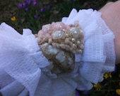 cuff,victorian,jane austen,shabby chic,bracelet,beaded,textile cuff,bridal,women accessoires,spring,textile steampunk cuff,romance,wedding