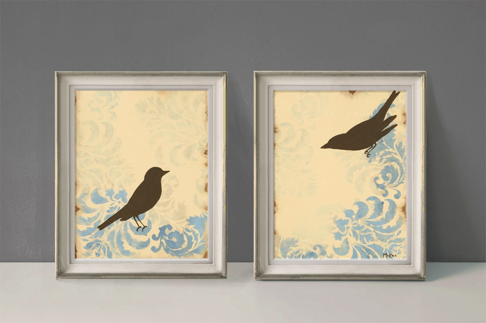 Love Bird Prints, Home Decor, French Country, Cottage Chic, Shabby, 11 x 14 inches
