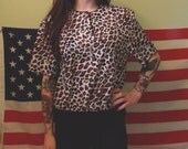 Vintage 80s Cheetah Blouse - Size Medium Brand: "Notations"