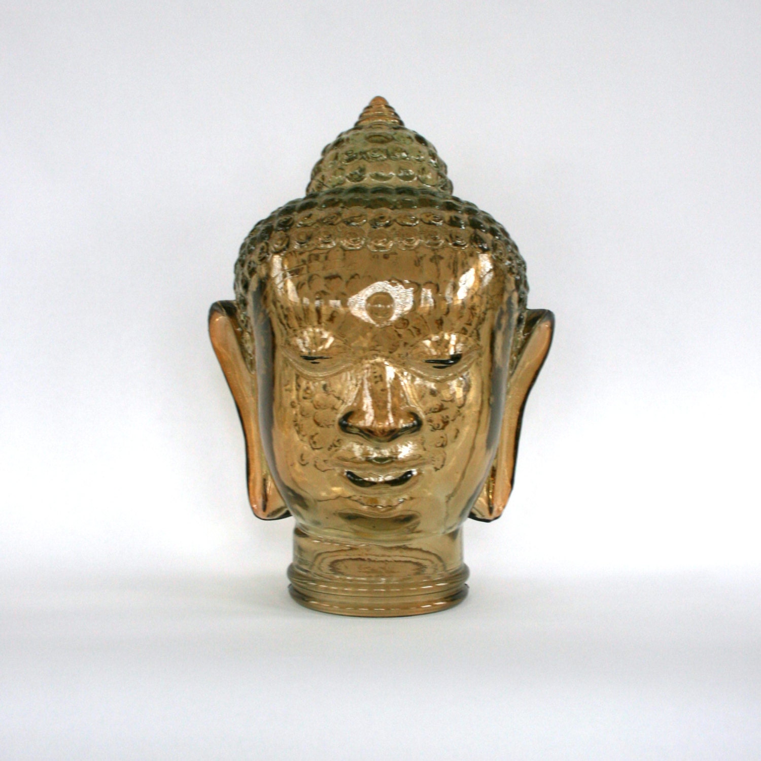 Vintage Glass god Head. Bust. Hat Jewelry Display. Figurine. Statue. Buddha Head. Glass Head.