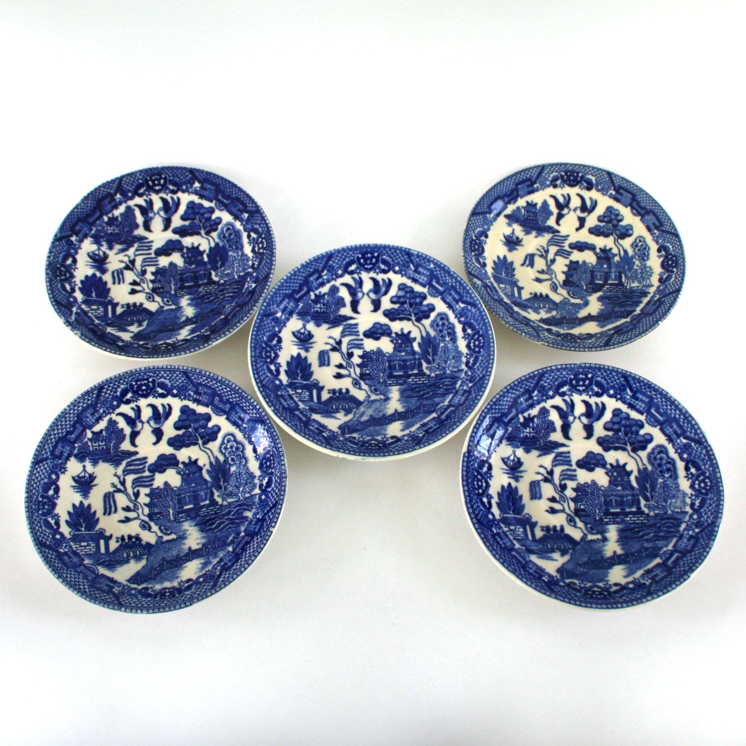 Blue and White Plates. Chinoiserie. Willow Transferware. Instant Collection. Indigo. Wall Hanging. Kitchen Dining Decorating. Traditional.