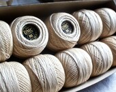 Boxes of unused French cotton reels for lace making in pristine Vintage condition 10 unused Ecru reels in total