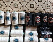 Antique French Cotton Thread Two Reels Spools Choice of Black and White Bobbins Haberdashery Passementerie two per listing