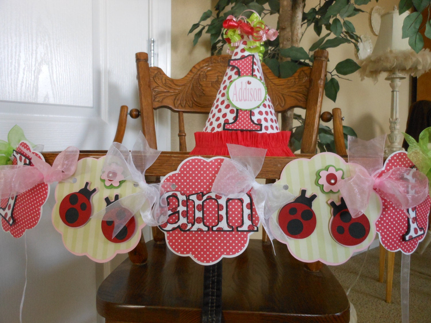 STOREWIDE SAVE 15%-Lady Bug and Lime 1st Birthday Petite Party Package Il_570xn
