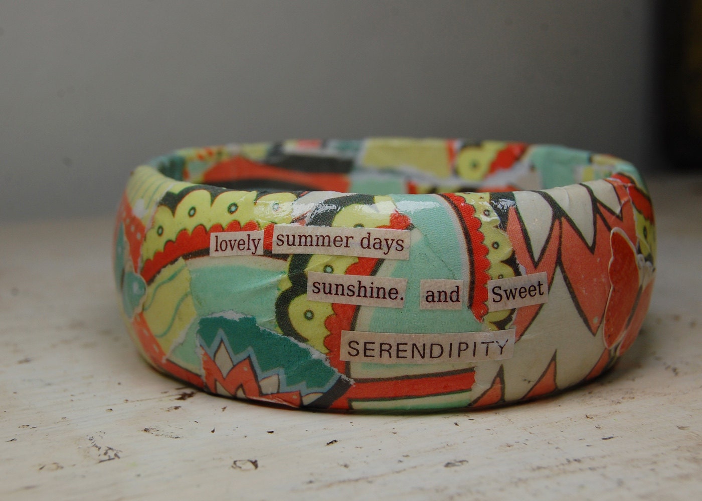 Sweet Serendipity - Bangle Bracelet - Decoupage