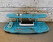 Turquoise Distressed 2 Tier Valet Wooden Upcycled