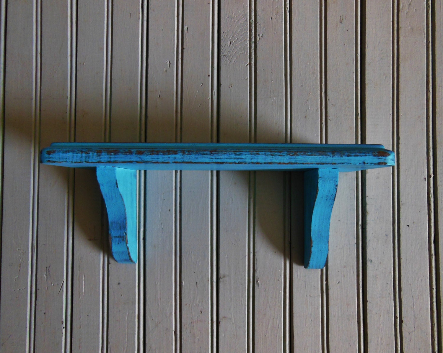 Turquoise Shelf Distressed Wood Wall Decor