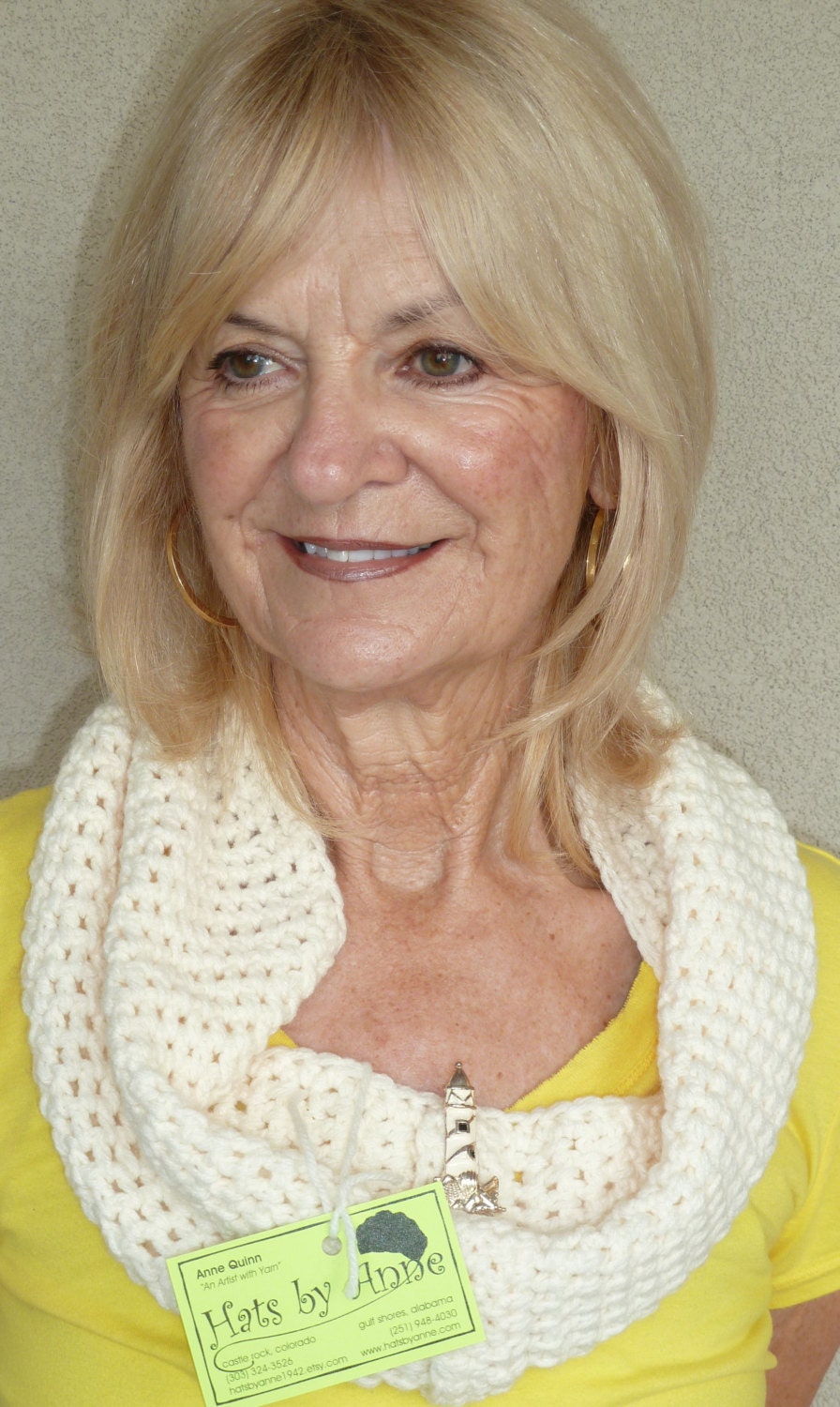 Infinity Crochet Scarf White Winter