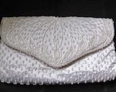 White Beaded Bridal Evening Clutch HandBag