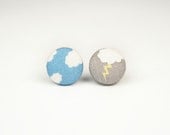 Fifty Percent Chance Fabric Covered Button Earrings