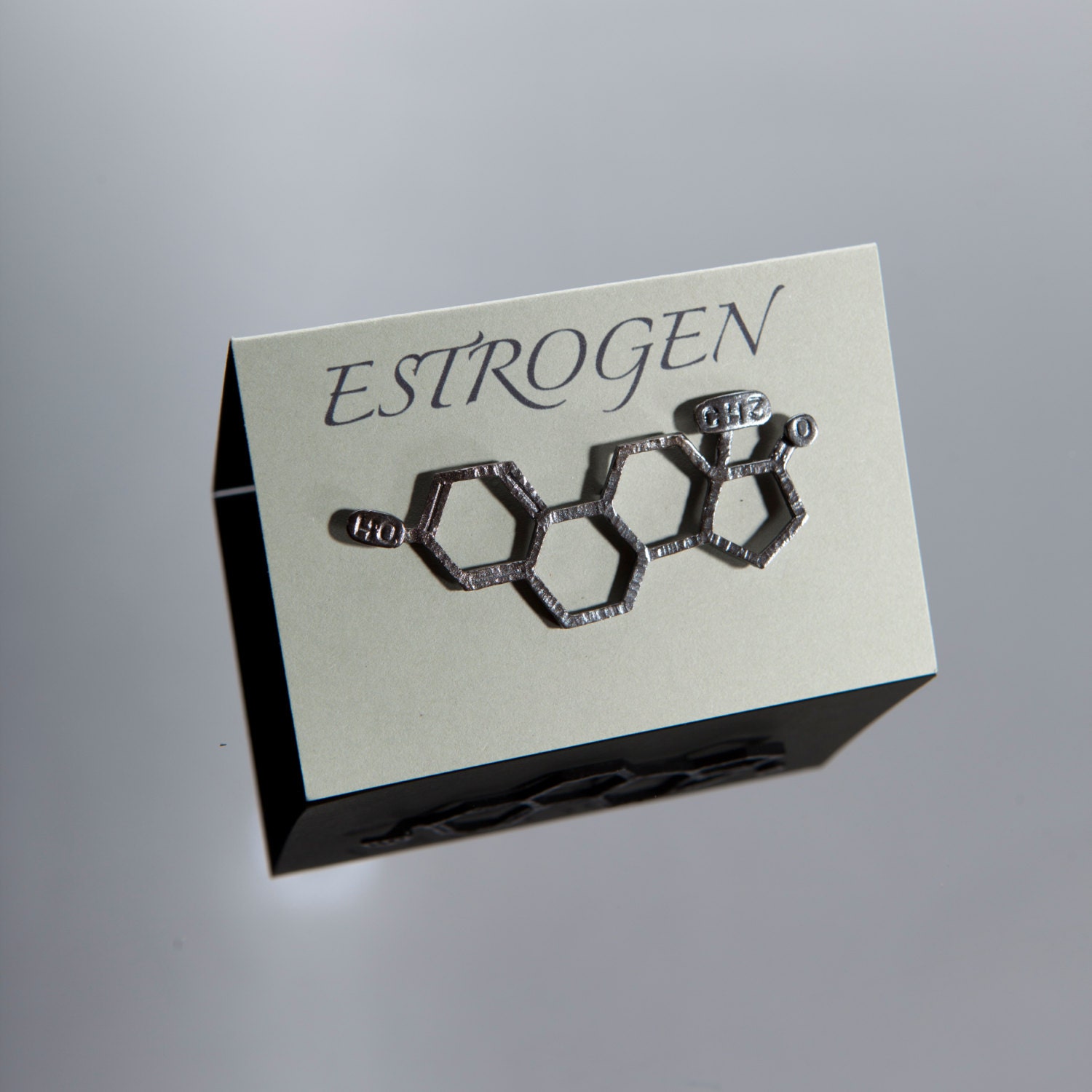 Estrogen Chemical Structure Pin in Sterling Silver