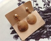 Vintage Screw-On Earrings - Gold Tone Dangle Earrings with Swirl Design