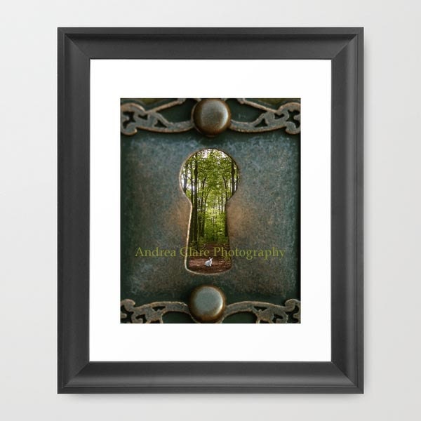 Alice in Wonderland Rabbit Follow Me 8x10 Fine Art Photograph, Vintage Key Hole