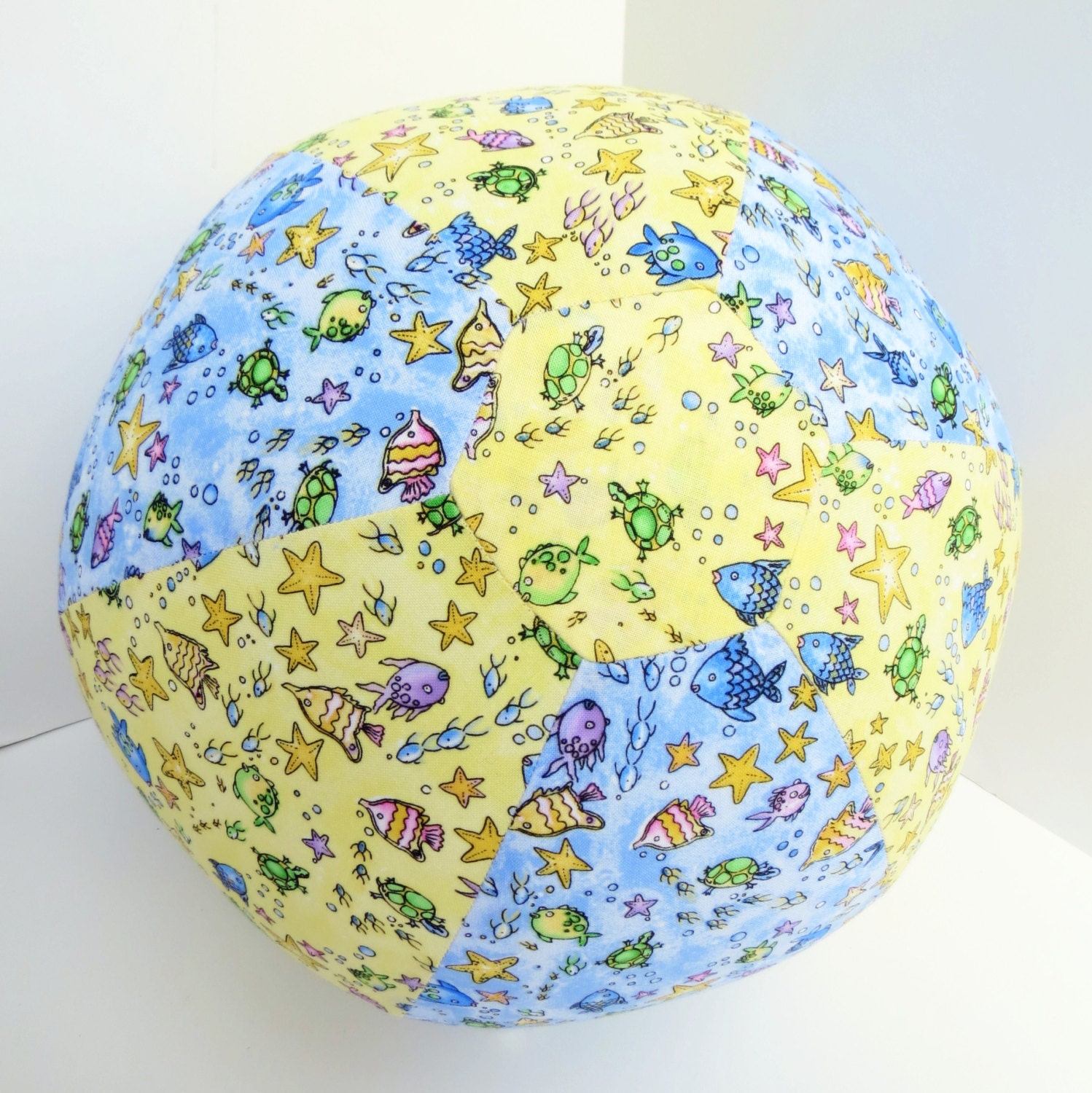 BALLOON BUDDIES, Fish, balloon ball, blue, yellow, fabric, balloon cover, balloon, ball, fun, toy, boy, girl, etsykids team