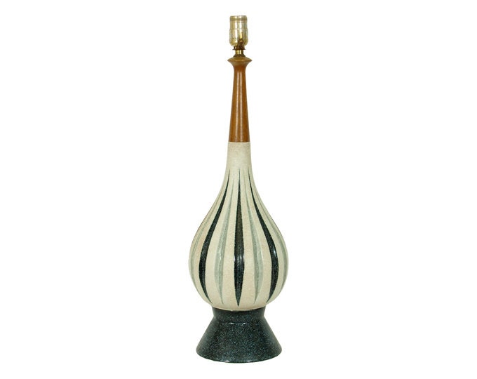 Vintage Grey Striped Lamp