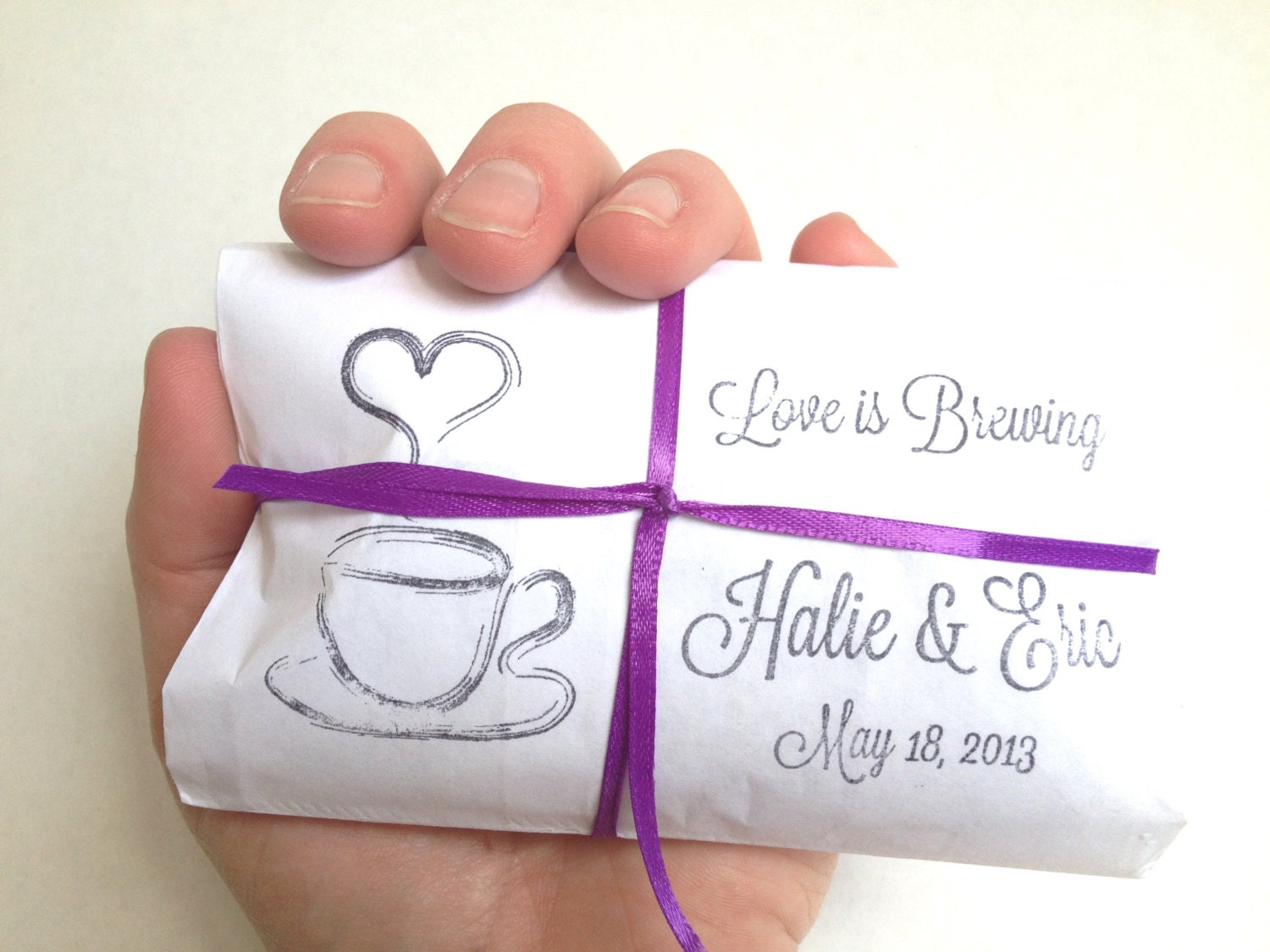 Coffee Wedding Favors. Unique Favors with a Custom Stamp. Rustic. Handmade. Set of 20.