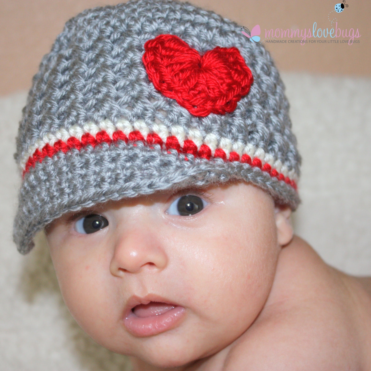 I Heart You Textured Brim Beanie - Newborn through 4T Sizes
