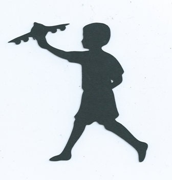 Boy with airplane silhouette