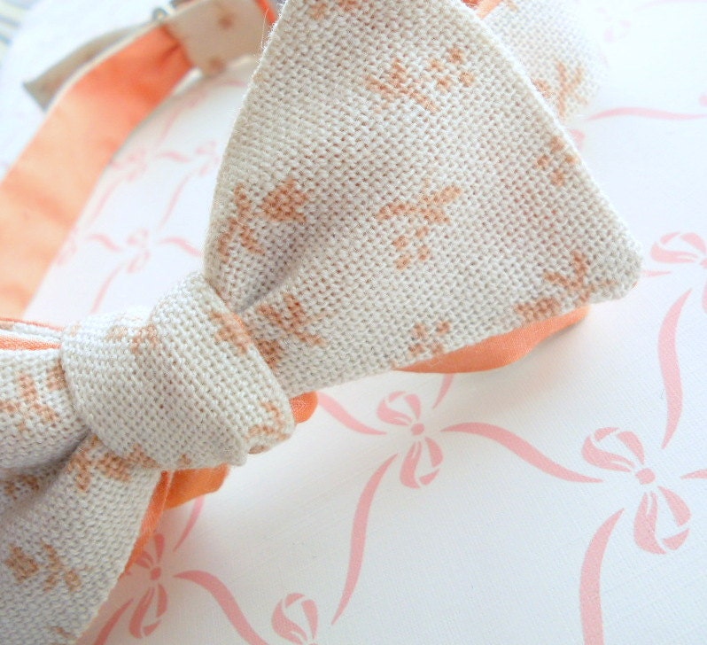Cream and Coral Floral Linen with Peach Silk Taffeta Reverse