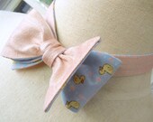 Misty Rose Silk Bowtie with Ducks Reverse