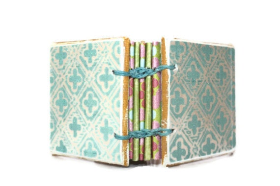 Tiny Baby Blue Glittered Coptic Journal