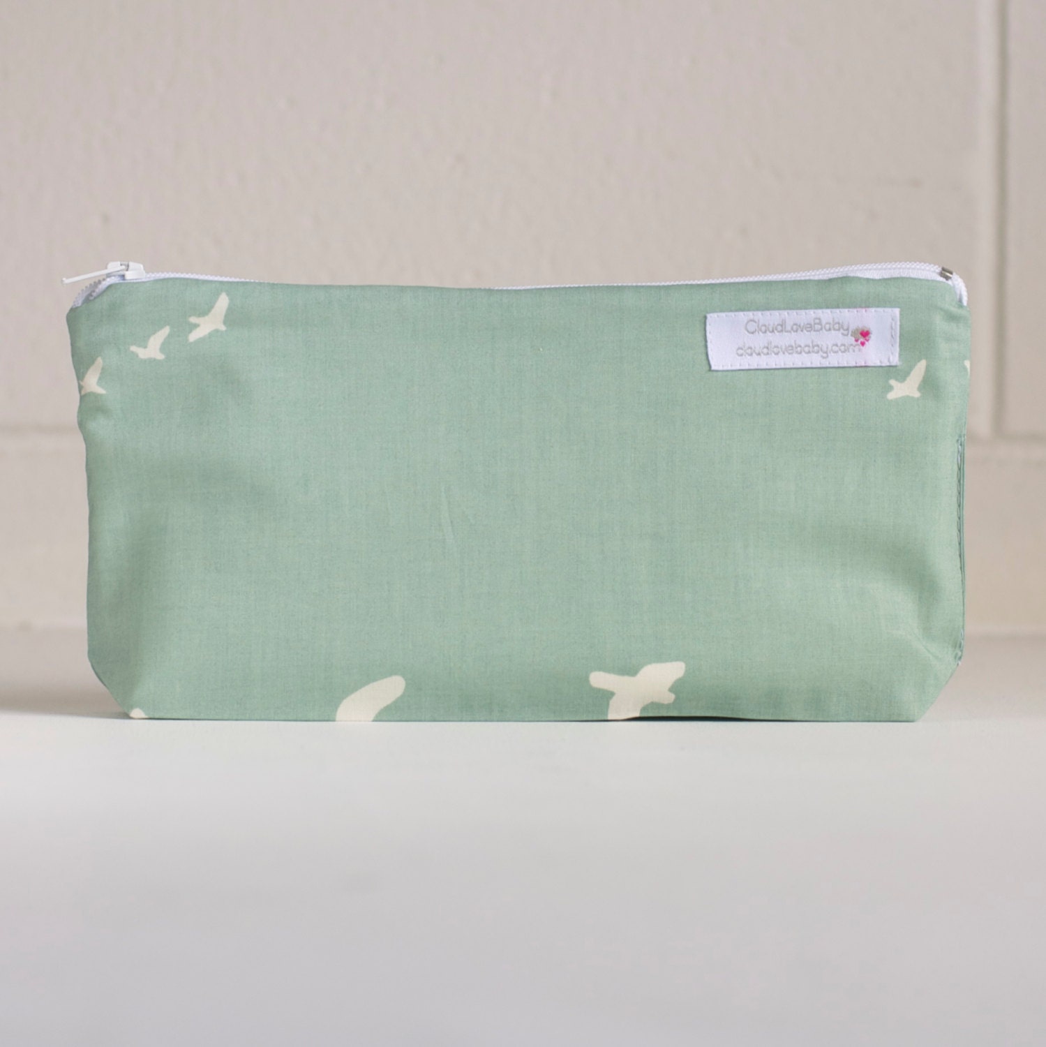 wet bag. extra small. organic cotton. mint green mineral flight