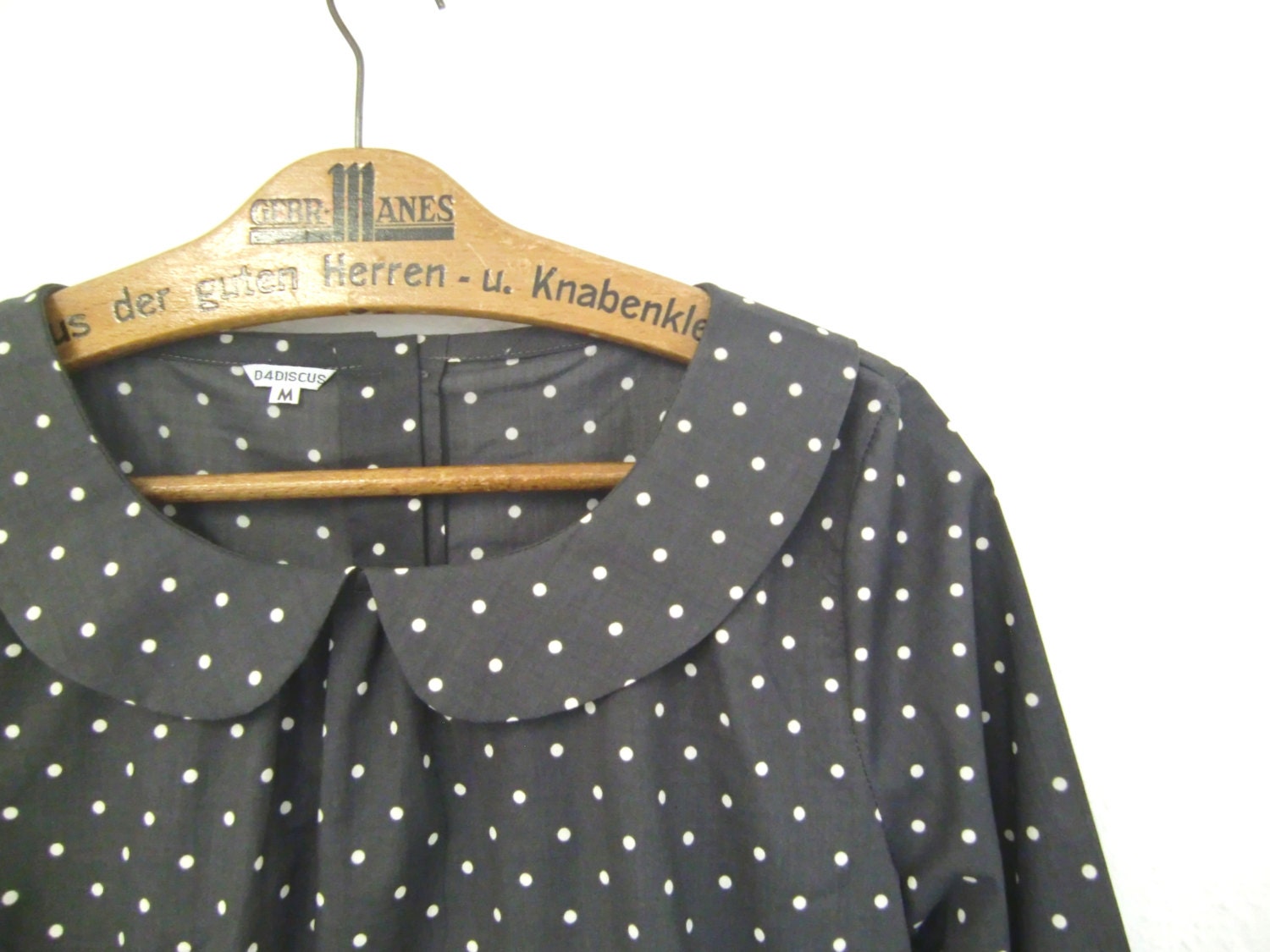 Grey Polka Dot Peter Pan Collar Blouse .... size S, M. L or Made to order